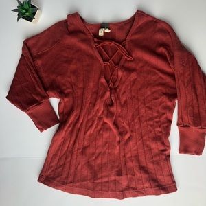 We The Free Lace Up Knit Top XS